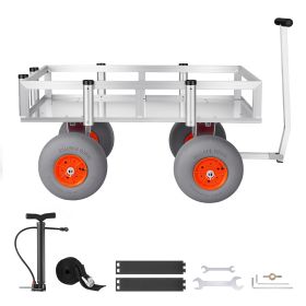 Beach Fishing Cart, 350 lbs Load Capacity, Foldable Fishing Cart with Heavy-Duty Aluminum Alloy Frame, 13-Inch All-Terrain PU Balloon Tires Beach Fishing Cart, 350 lbs Load Capacity, Foldable Fishing Cart with Heavy-Duty Aluminum Alloy Frame, 13-Inch All-Terrain PU Balloon Tires