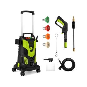 Green Black 2300 PSI Electric Pressure Washer With 4 Quick-Connect Nozzles & Soap Bottle, 1900W High-Power Cleaner For Driveway Patio (Option: Defaulttitle)