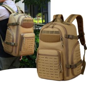 Mountaineering Travel Backpack Outdoor Waterproof Wear Resistant Men's Military Tactical Backpack Back Bag For Climbing Hiking (Color: Khaki)